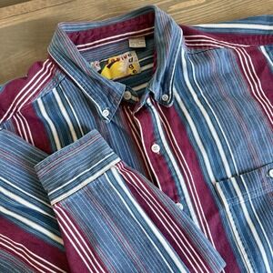 Creative Edge Men's Large Striped Vintage 80's‎ Long Sleeve Button Down Shirt